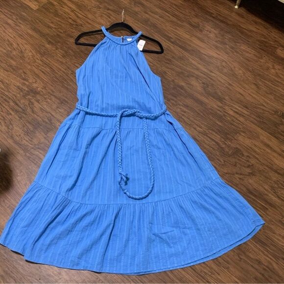 Loft beac braided belt halter midi dress size L - Picture 3 of 11